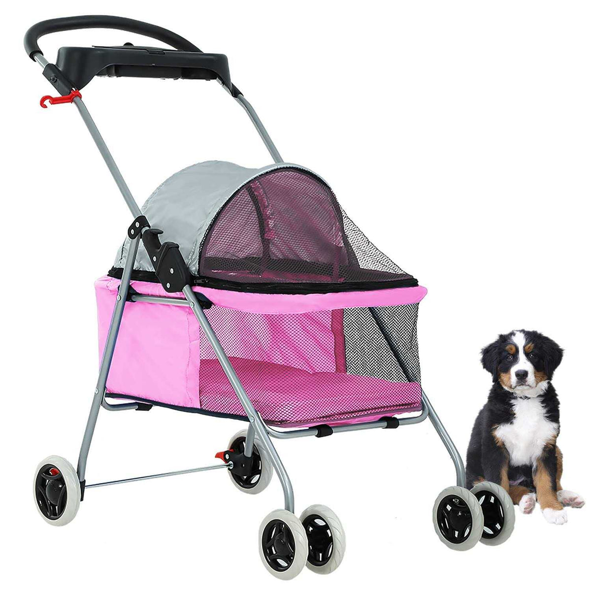 4 Wheels Folding Waterproof Pet Stroller with Cup Holder F988196