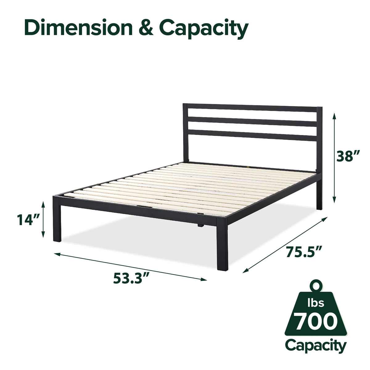 Metal Platform Bed Frame with Headboard M5917