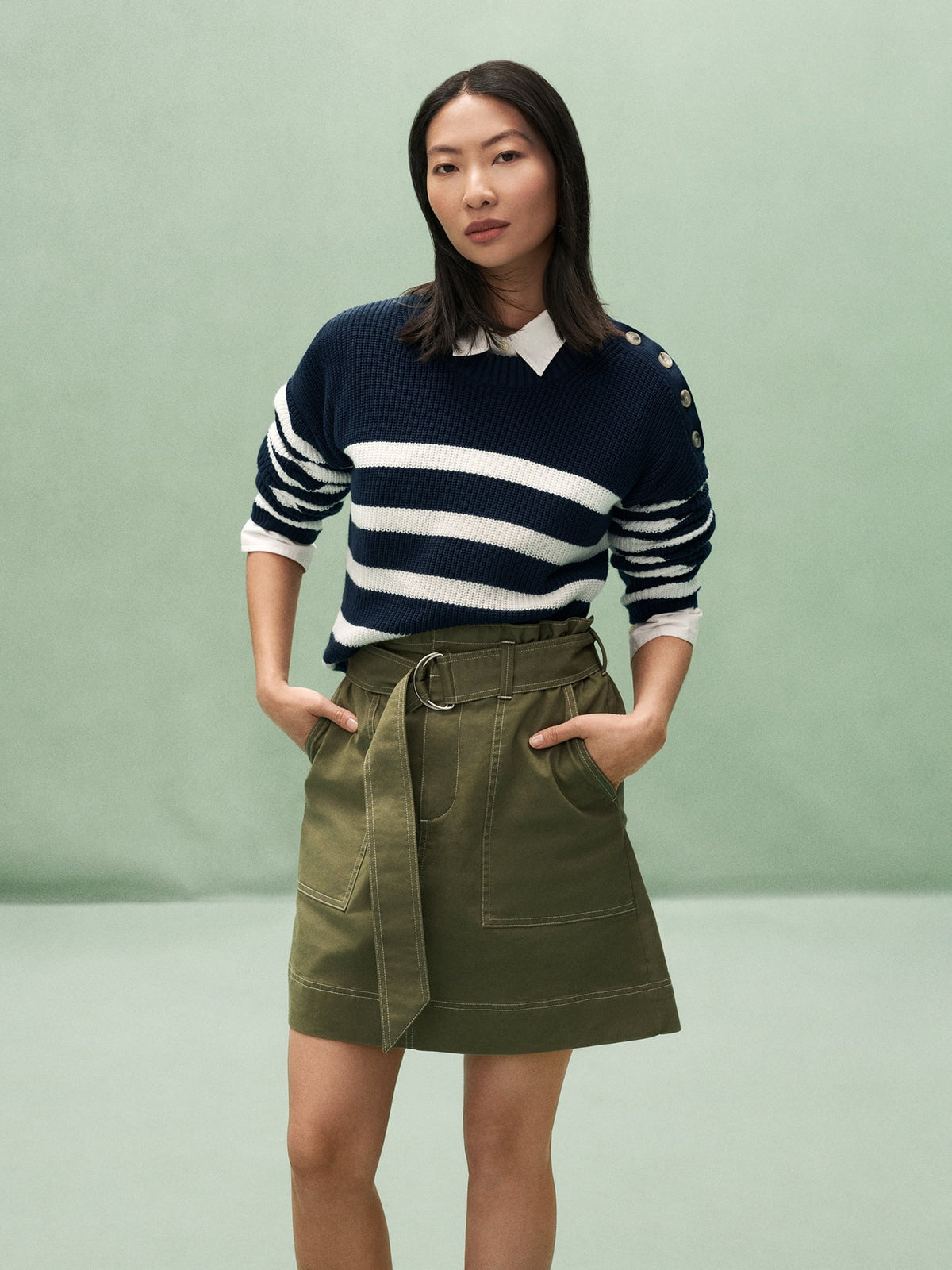 Women’s Paperbag Waist Mini Skirt D1432