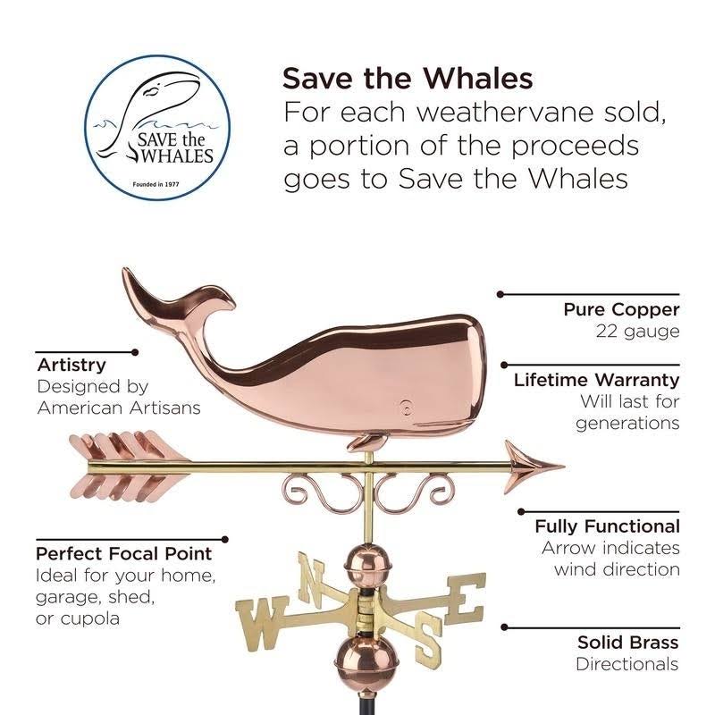 Pure Copper Save The Whales Weathervane B85066