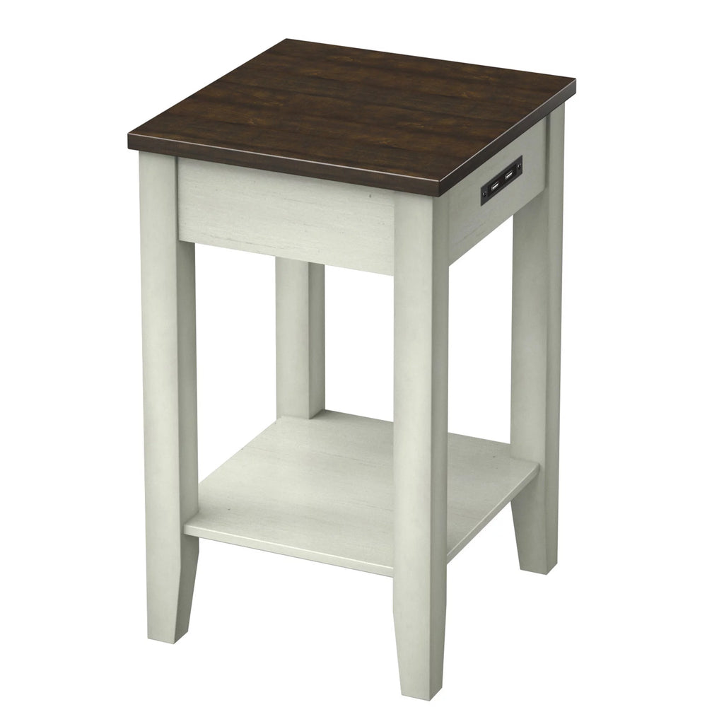 Two-Tone Side Table with USB Charging W15768