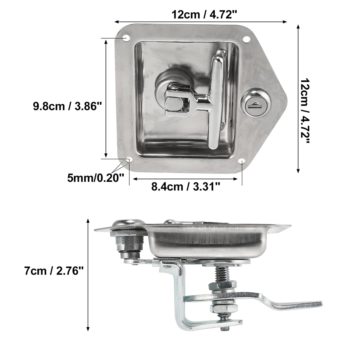 2 Set Stainless Steel Tool Box Lock with Gasket and Keys Q369251